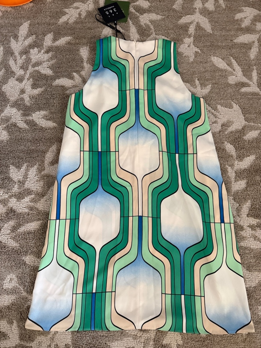 Marella Geometric Green & Cream A-Line Dress NWT - Picture 4 of 5